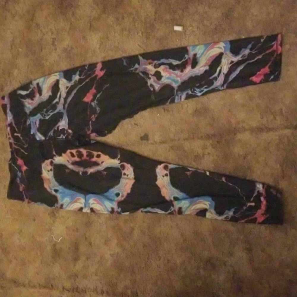 Abstract black and rainbow leggings lotus brand